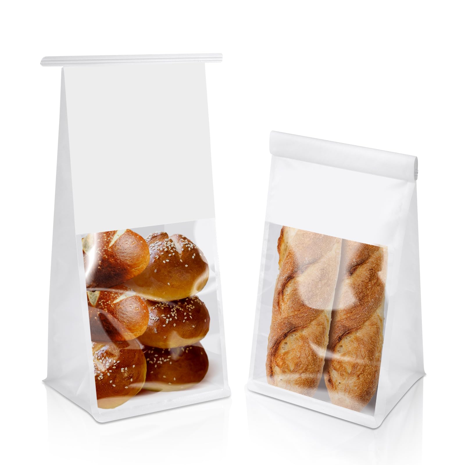 Bakbania 50 Pack Bakery Bags With Window - 11x5.1x3.9 Inch White Bread Loaf Bags - View #10