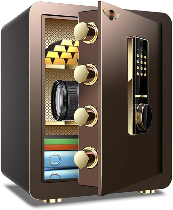 Security Safes Security Safes Tamper-proof Deposit Box for Home Three Layers Strongbox Office Hotel Jewelry Cash Use Storage Cabinet (Color : Coffee)