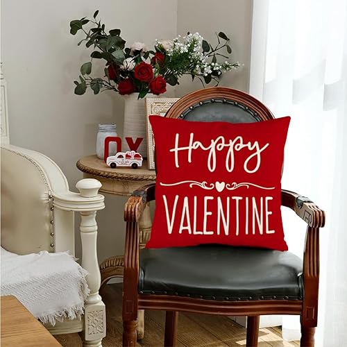 Miniatura 7 de RABUSOFA Juego de 2 fundas de almohada de San Valentín con texto en inglés "I Love You More" de 18 x 18 pulgadas, almohadas decorativas para el día