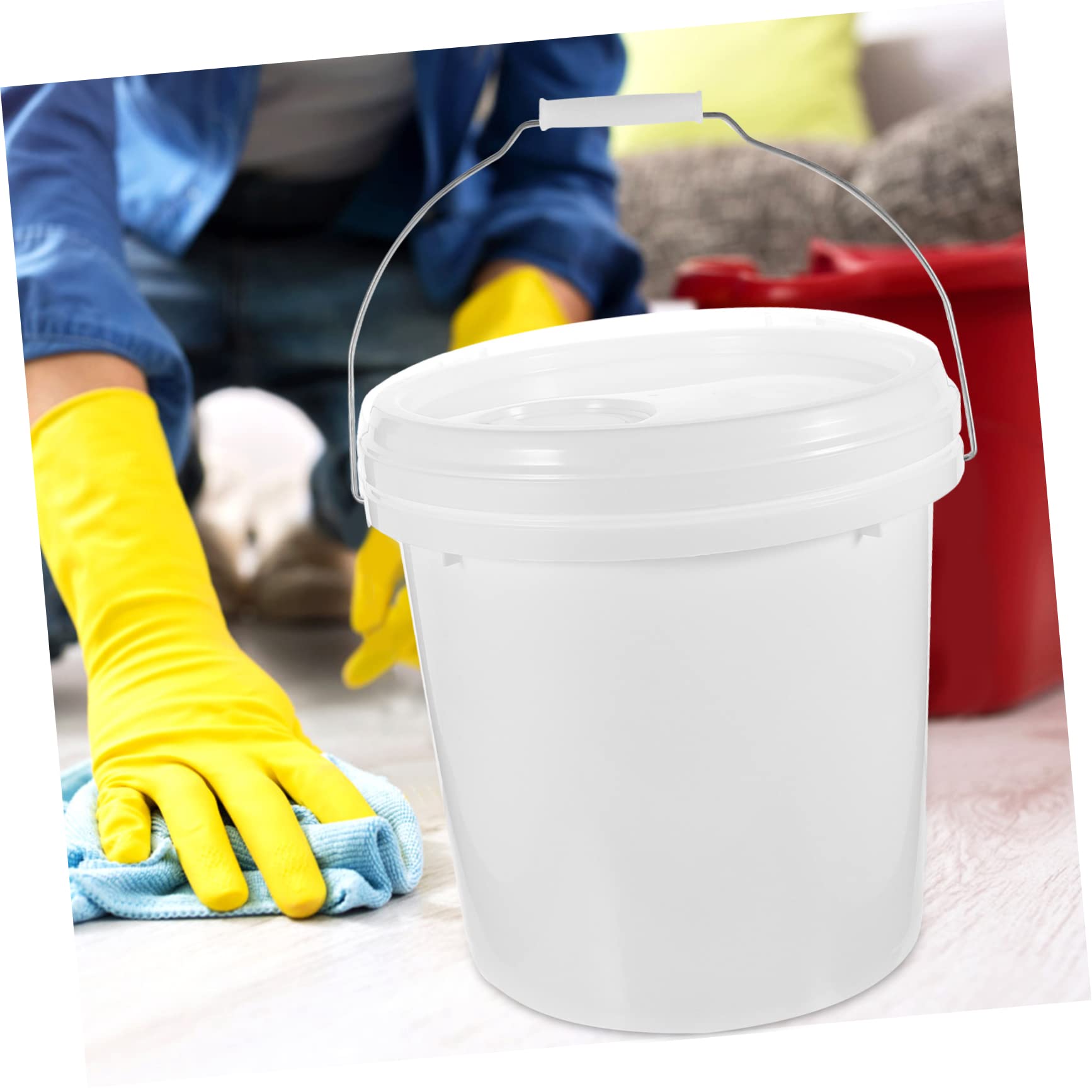 UKCOCO Cubo y Mezcla de Colores de Pintura con Tapa Hermética de 10 litros Blanco y Material Hdpe Resistente para Almacenamiento Seguro en Proyectos de Pintura