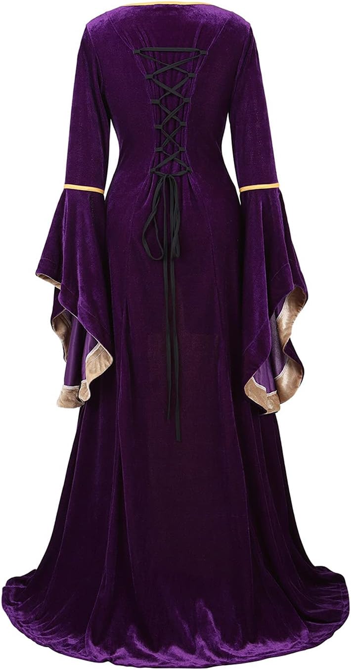 frawirshau Renaissance Costume Women Medieval Dress Velvet Queen Dresses - Image 3