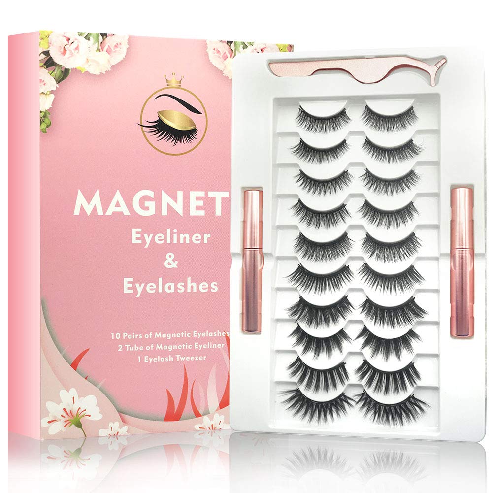 Eyelashes with Eyeliner Kit, Reusable 10