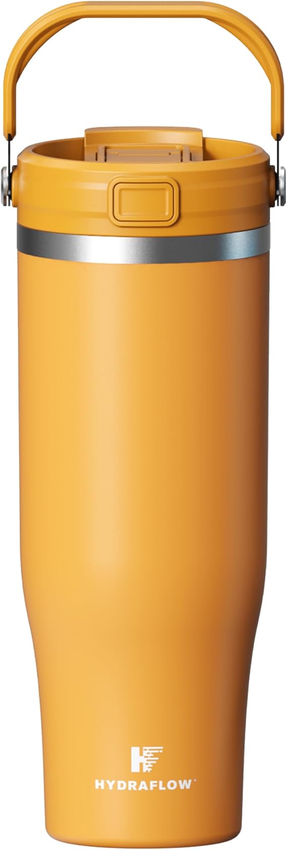HYDRAFLOW 40 oz Travel Tumbler Insulated, Stainless Steel, Leakproof, Ideal for Coffee, Tea, and Cold Drinks - Amber Orange