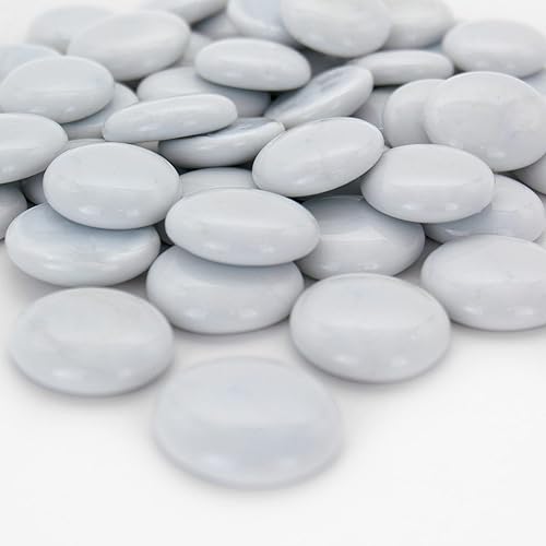 CYS EXCEL Rellenos de jarrón plano de vidrio blanco de 1.1 a 1.35 pulgadas (3 libras), múltiples opciones de color, cuentas de mármol, rocas de