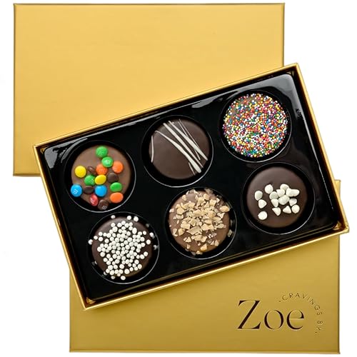 Miniatura 9 de CRAVINGS BY ZOE Trufas de chocolate rosa caja de regalo de 16 piezas + galletas cubiertas de chocolate dorado 6 piezas cesta de regalo