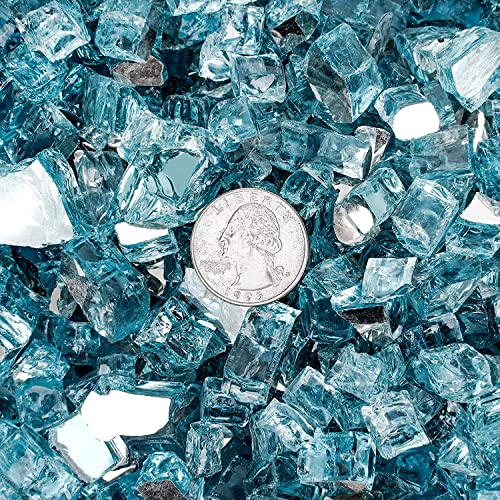 Onlyfire 10 Lbs Fire Glass For Propane Fire Pit, 1/4 Inch Reflective Firepit Glass Rocks For Gas Fireplace And Fire Pit Table, Aqua Blue #TOP2