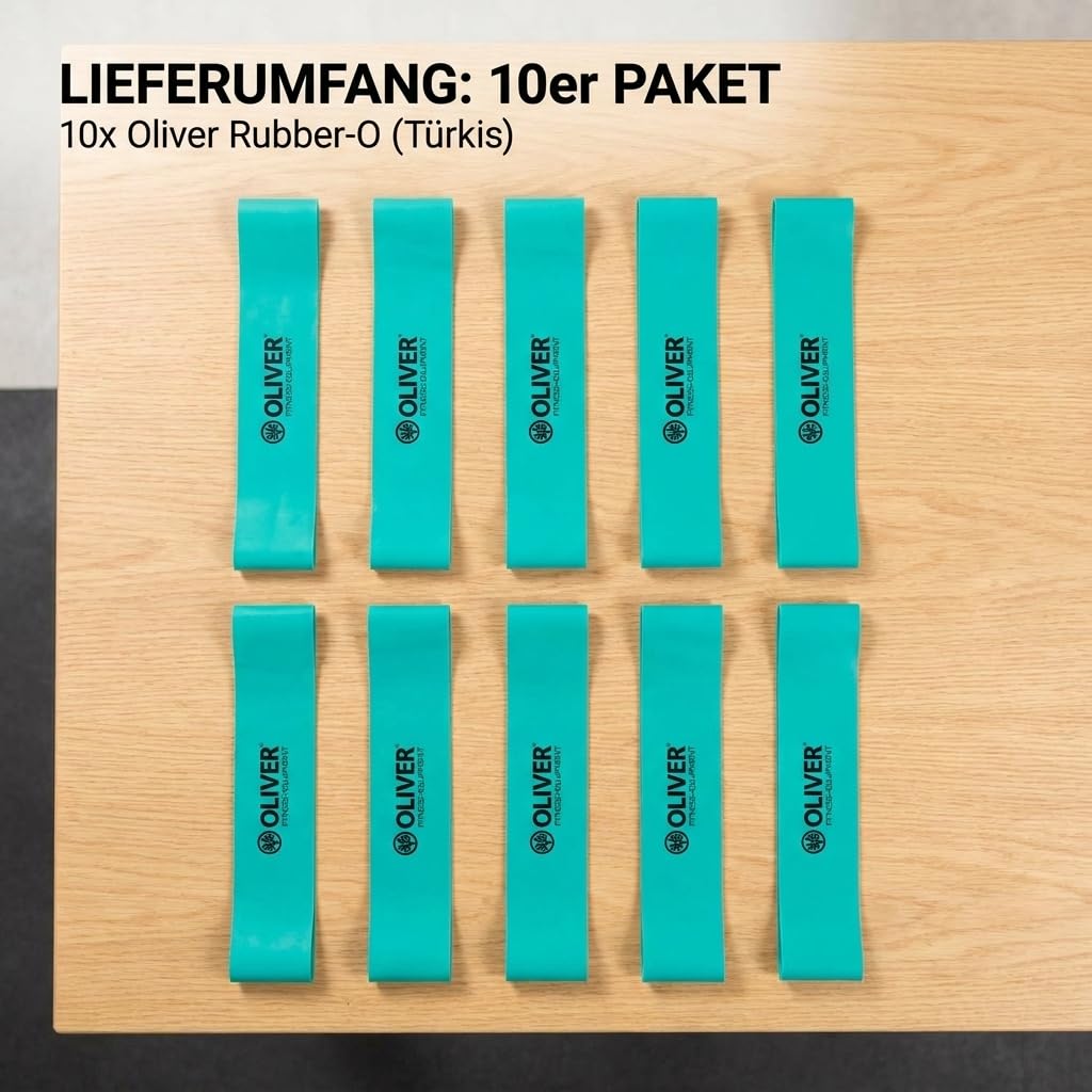 OLIVER Rubber-O Minibandas de Resistencia Originales (Pack de 10) | Bandas Elásticas de Látex para Entrenamiento Fitness, Fisioterapia y Ahorro