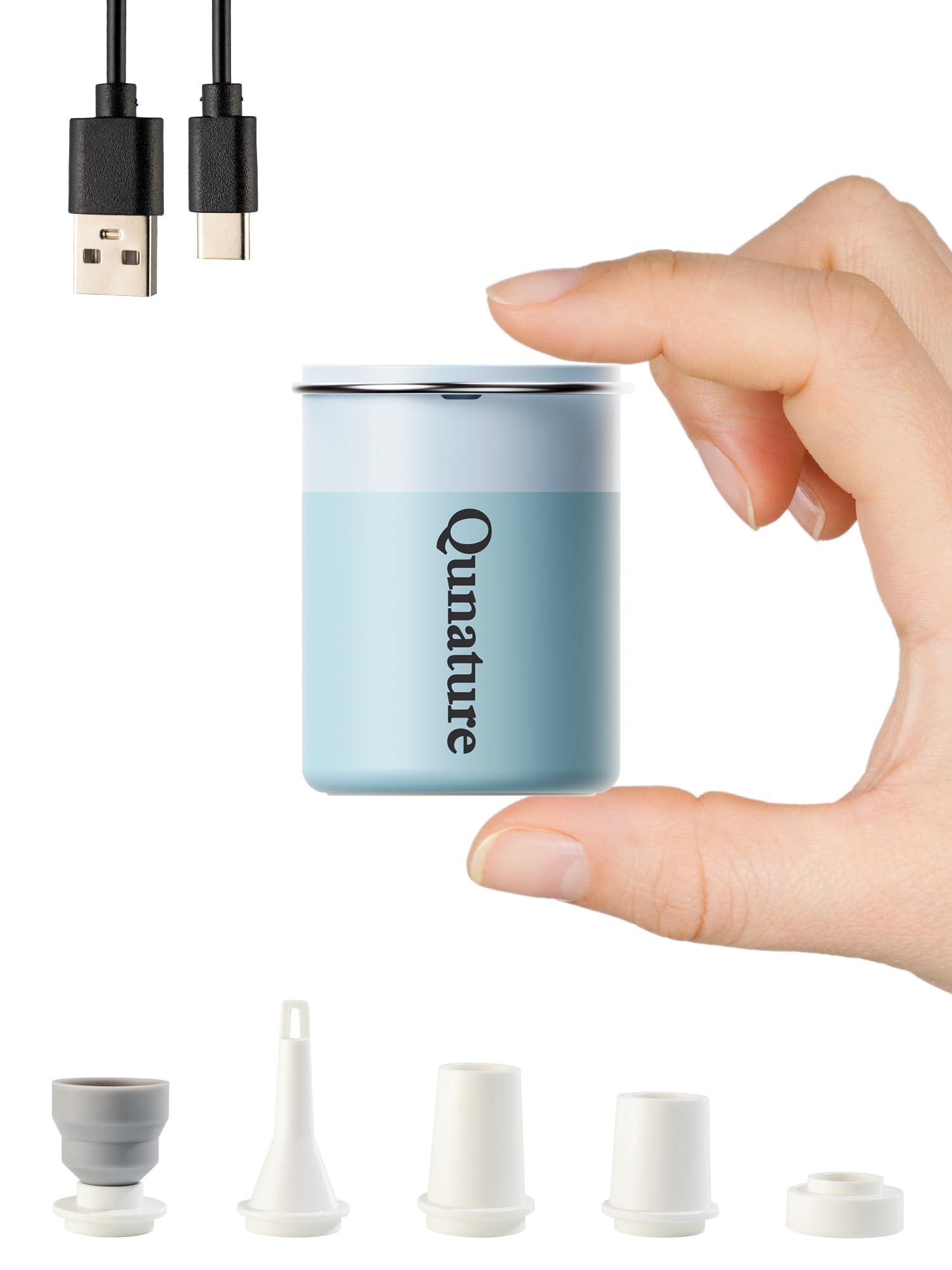 Qunature Air Pump Portable Mini Electric Pump for Inflatables with 1500mAh Battery Camping Light Rechargeable USB Inflate Deflate for Air Bed Mattress