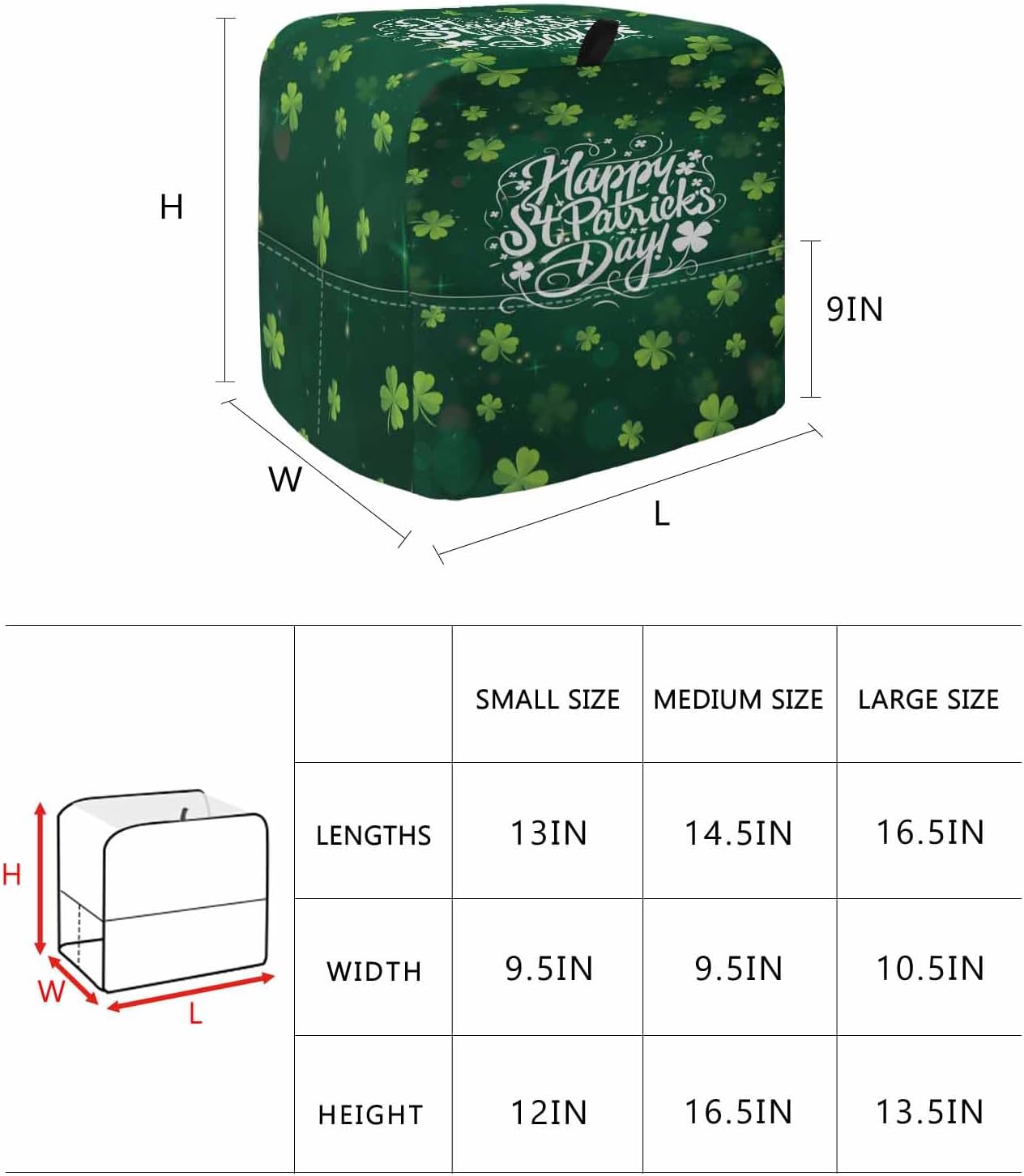 St. Patrick's Day Stand Mixer Cover with Storage Pocket, Waterproof Kitchen Mixer Covers, Spring Shamrock Plant Green Kitchen Appliance Dust Cover Compatible with 4/4.5 Quart Mixers