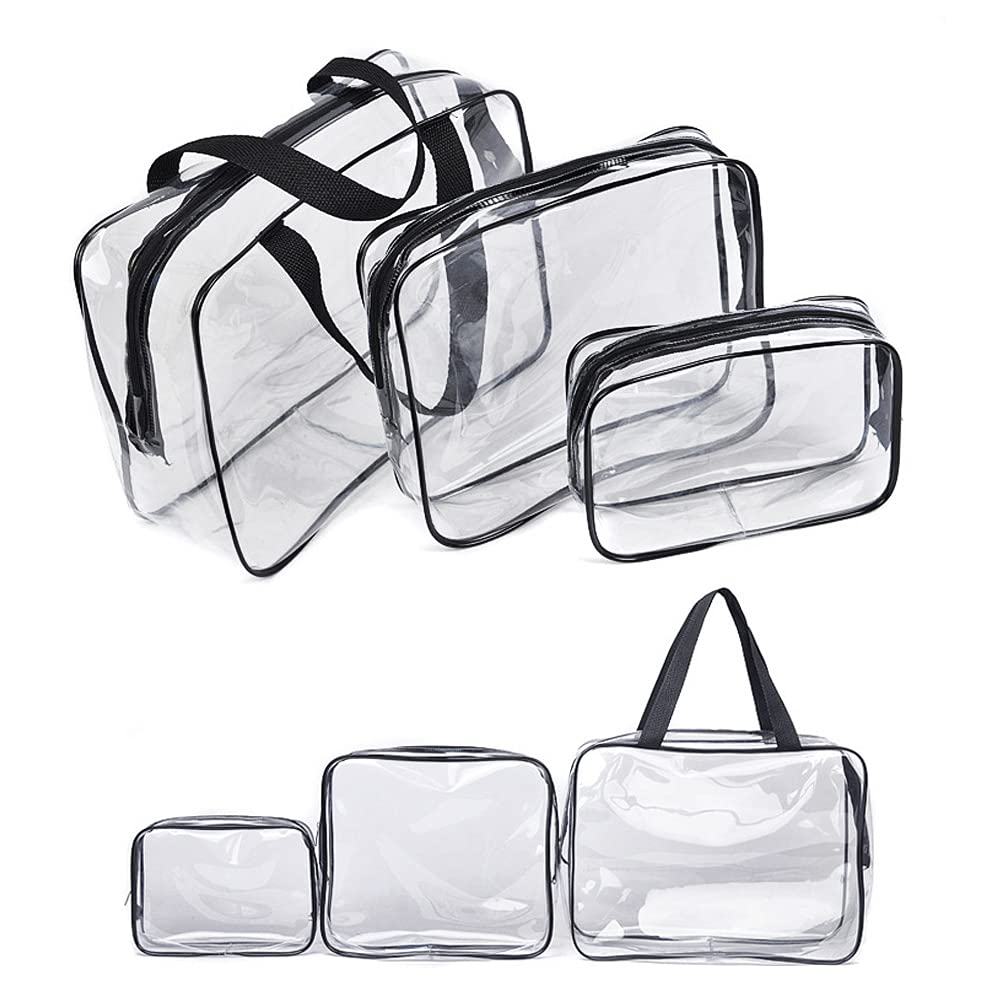 DOULEIN Bolsas de Aseo Transparente，3-in-1 Bolsas Portátil de Maquillaje de PVC Neceser Transparente Impermeable con Cremallera para Viajes baño y Almacenamiento