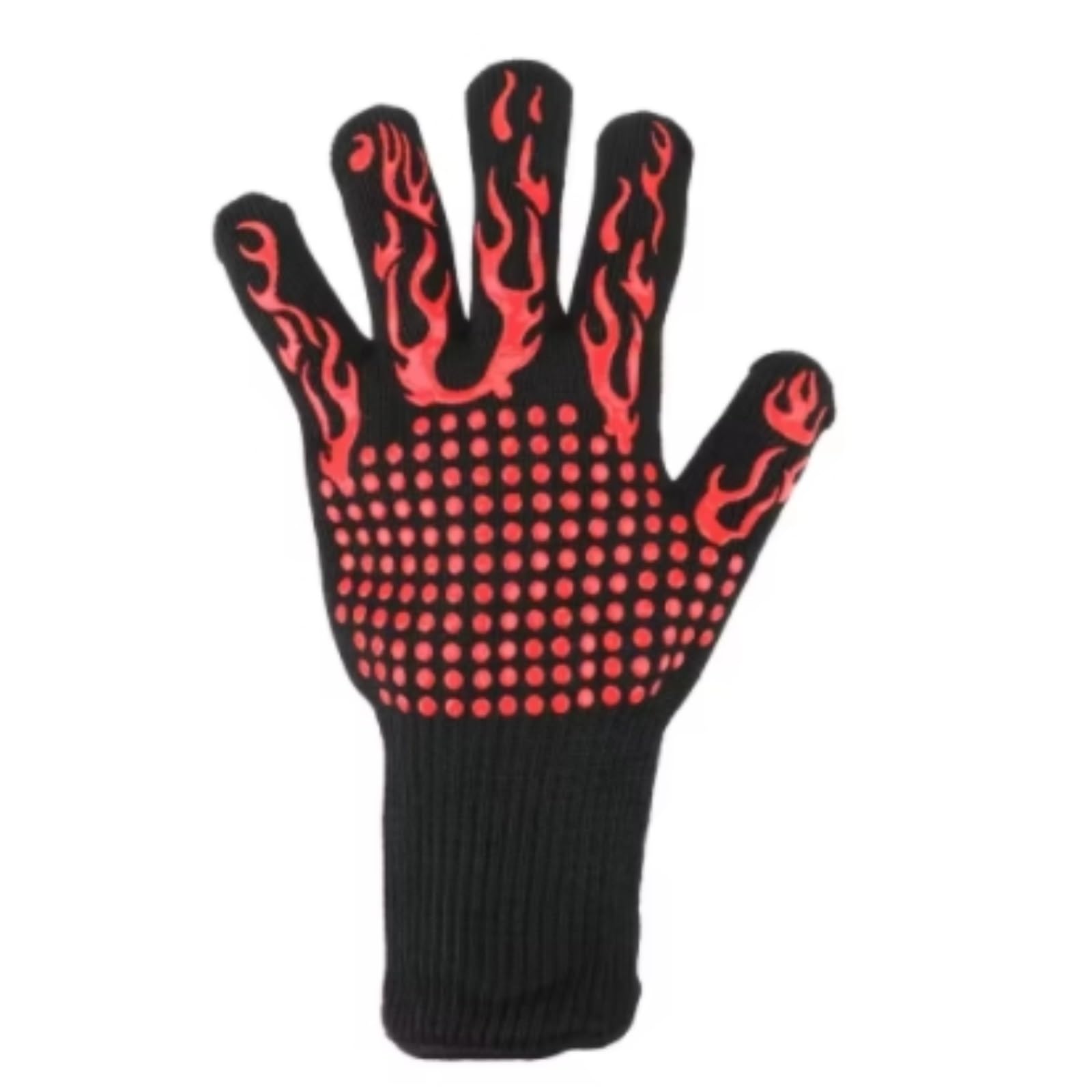 1 par de Guantes Horno Resistentes al Calor: Silicona Antideslizantes y a Cortes for Barbacoa, Cocina, Parrilla, Camping Utensilios(Red 32CM)