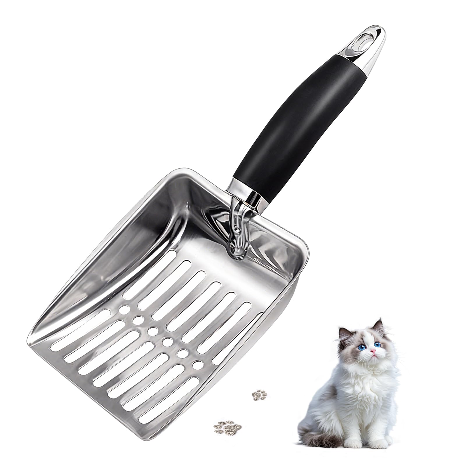soodyoow Katzenklo Schaufel, Katzenstreuschaufel, Katzenklo Schaufel Metall, Schaufel Katzenklo, Katzenschaufel, Katzenkloschaufel, Katzenschaufel für Katzenklo, Langlebig, Robust, Schwarz