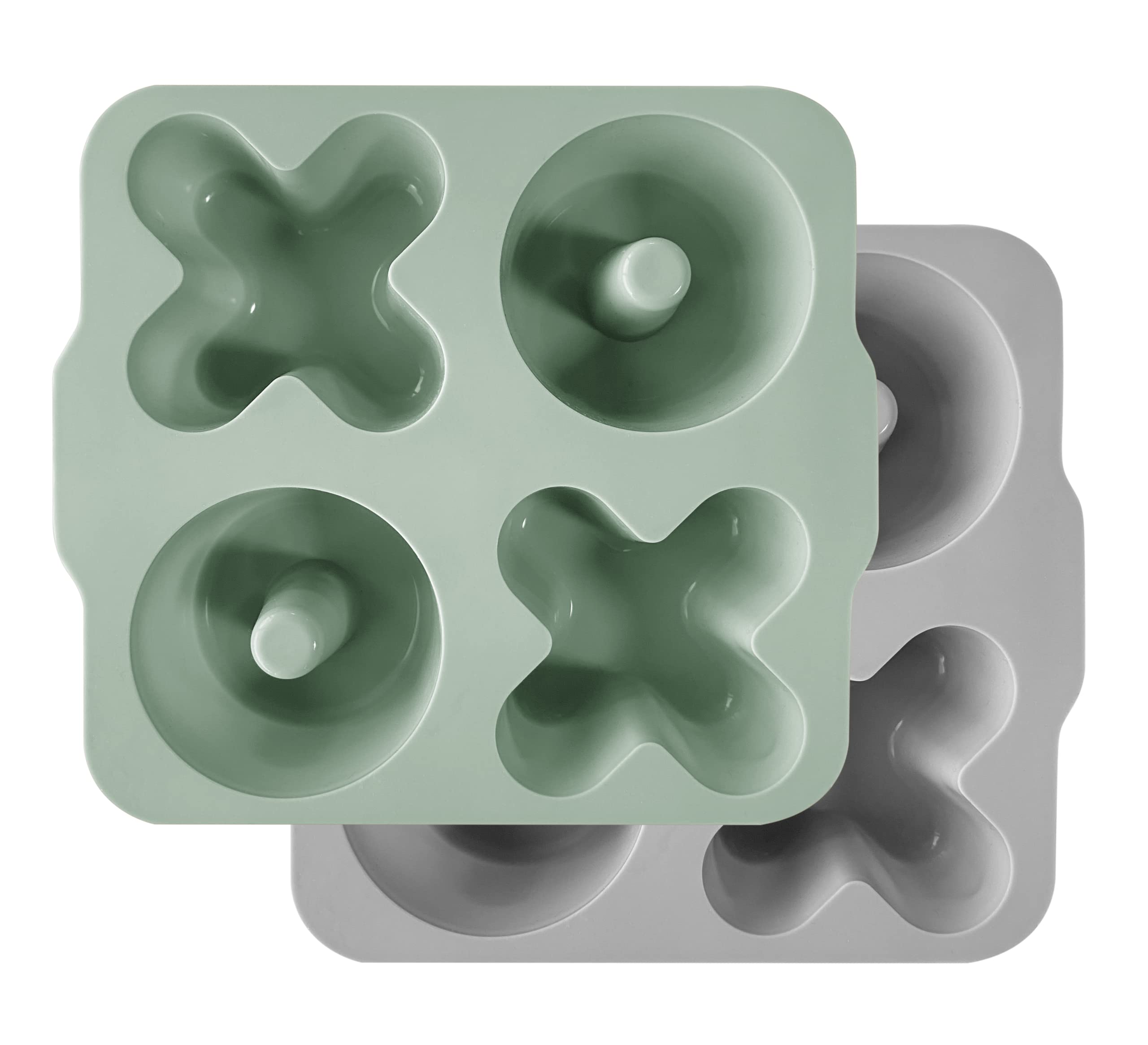 MinikOiOi XoXo 100% Silicone Cake Mold River Green/Powder Grey (4 Sectionsx2 Count)