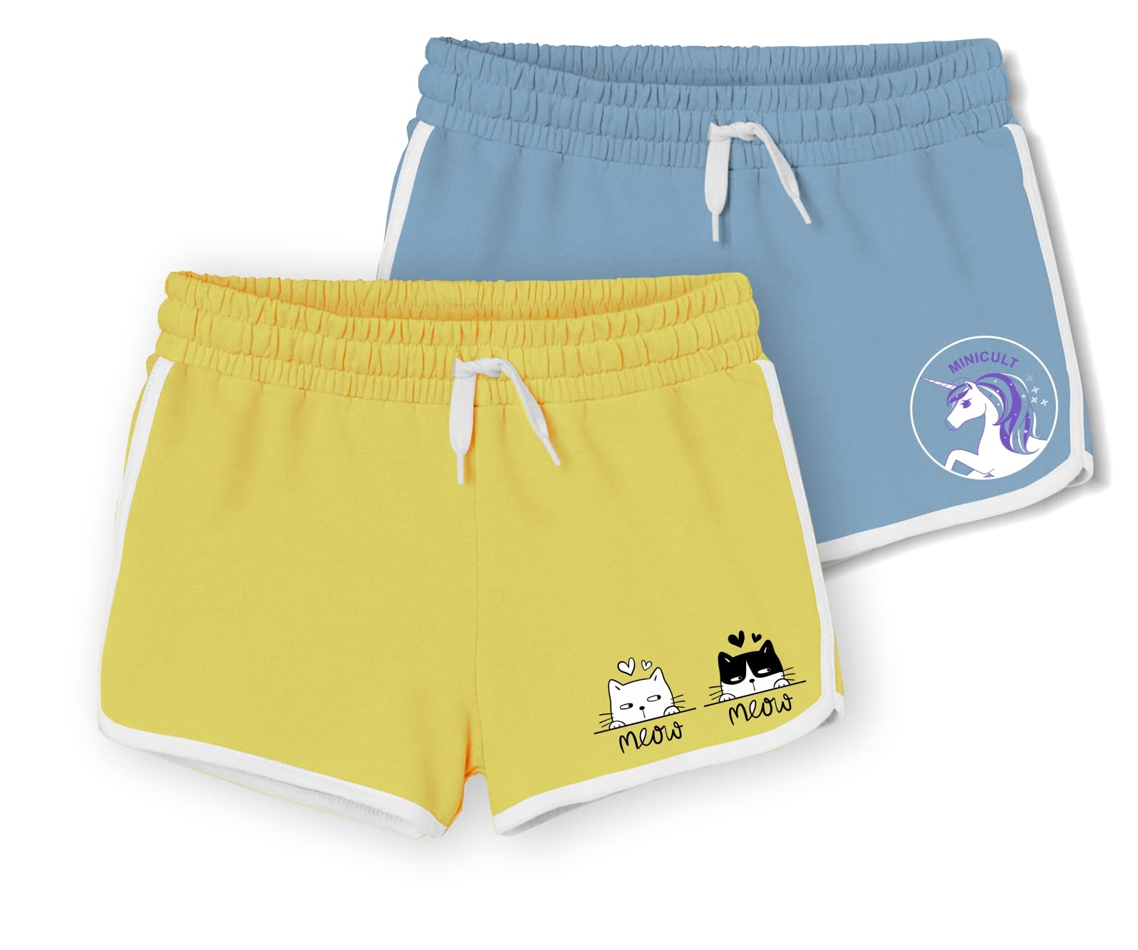 minicult Cotton Girls Shorts with Cute Placement Print(Combo Pack)