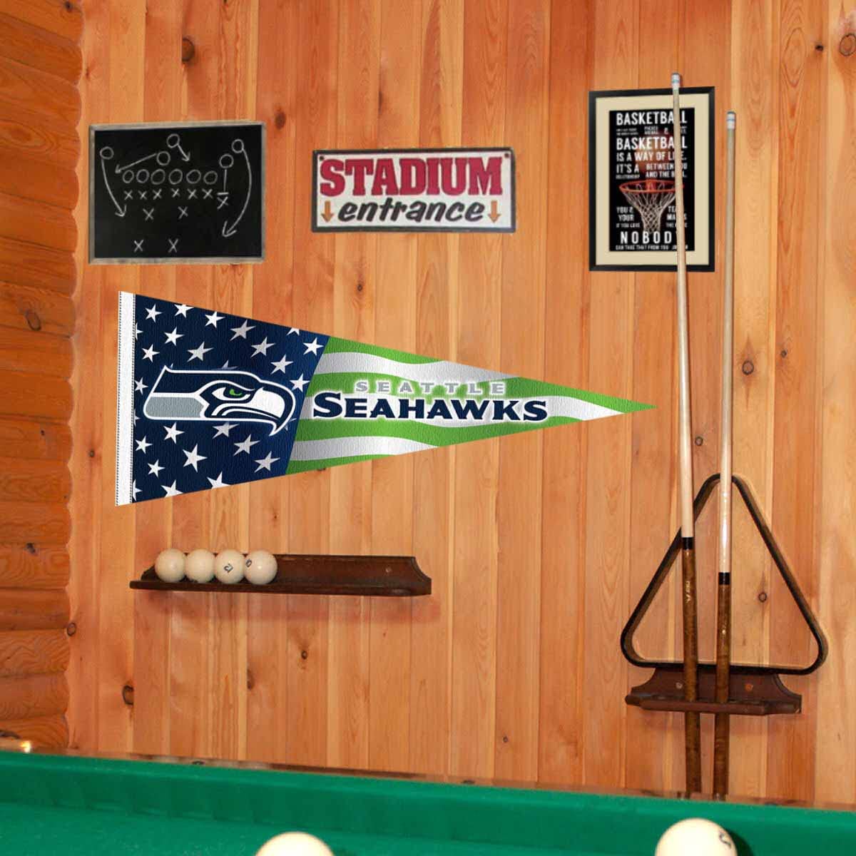 WinCraft Seattle Seahawks Nation USA Americana Stars and Stripes Pennant Banner Flag