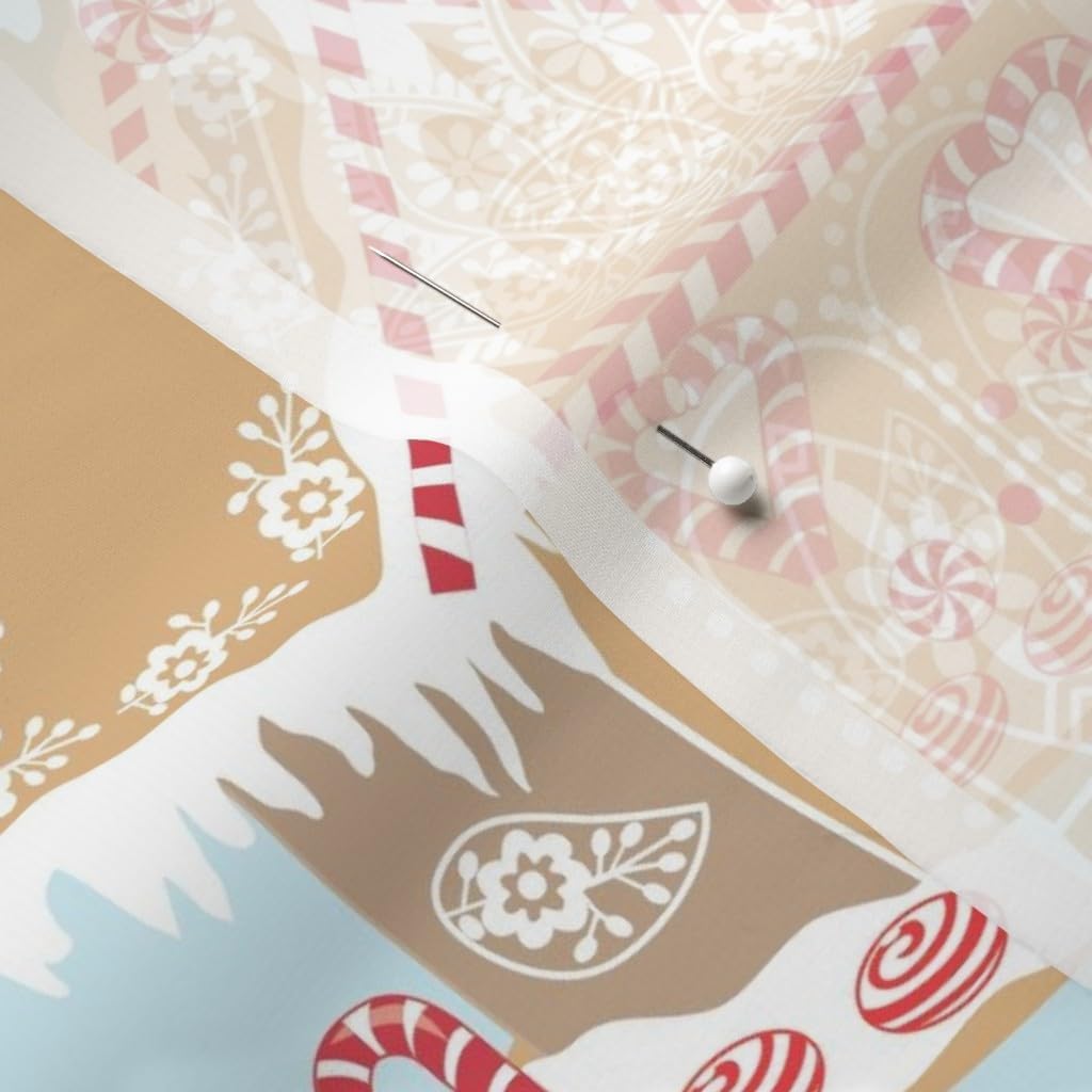 Spoonflower Fabric - Christmas Gingerbread Houses Man Cookies Cupcake Holiday Baking Candy Printed on Chiffon Fabric by The Yard - Sewing Fashion Apparel Dresses Home Decor