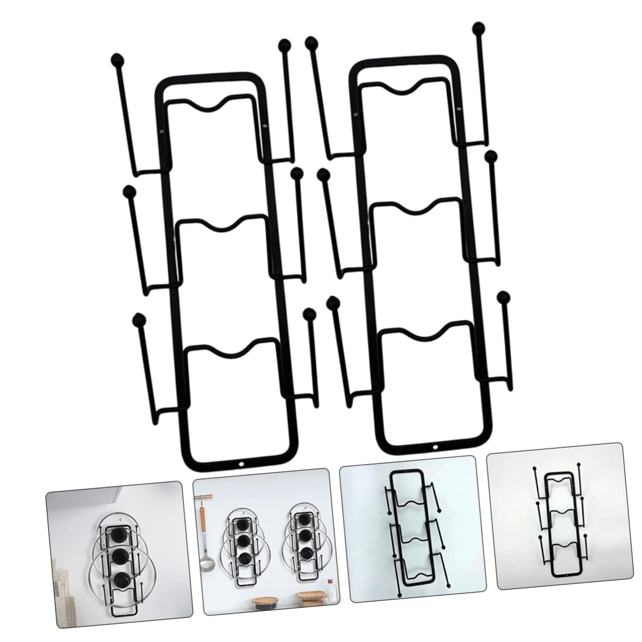 Zerodeko 2 Piezas Rejilla para Tapas de Ollas Carbono Organizador de Tapas de Ollas Resistentes al Desgaste Soporte Delicado para Gabinetes de Cocina