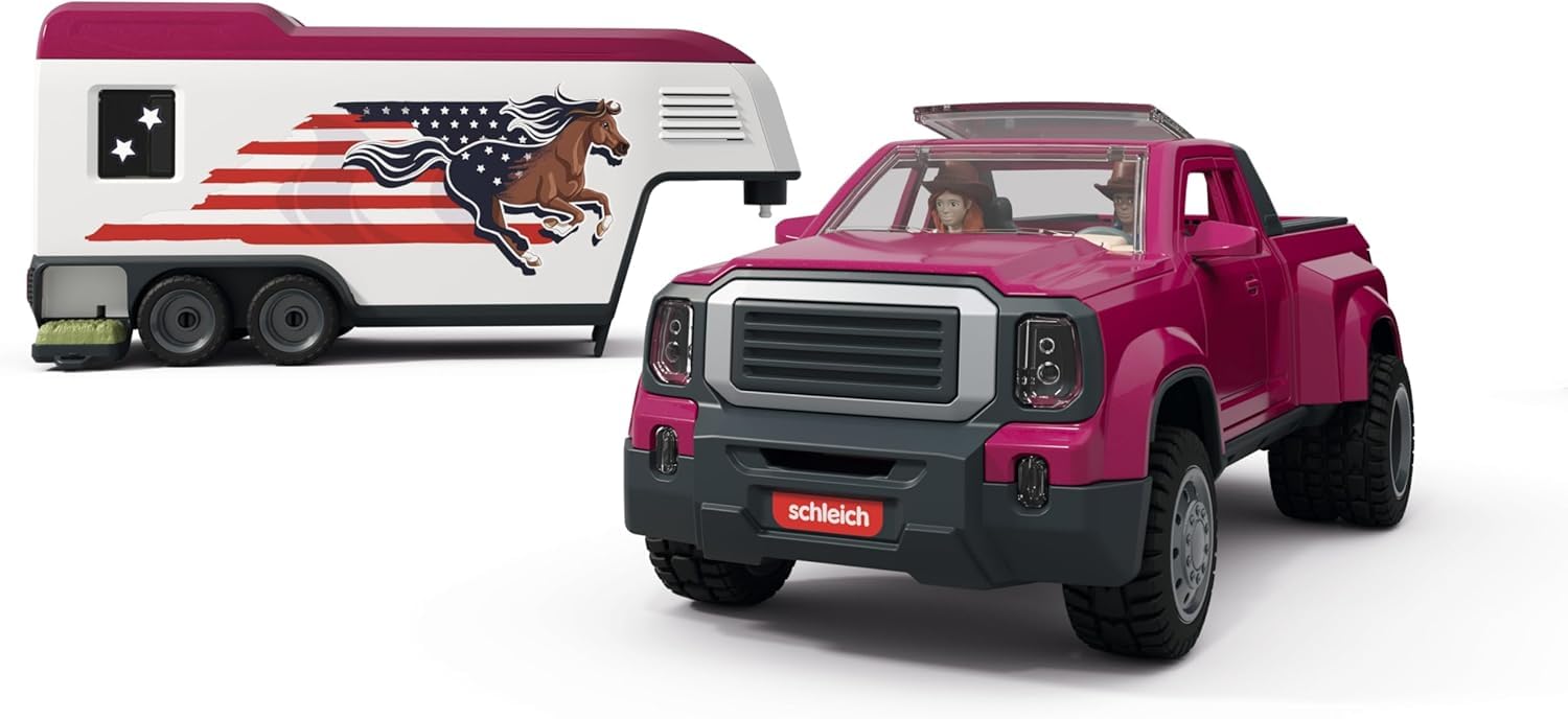schleich Horse Club | Camion Lakeside con rimorchio 42705 | dai 5 Anni | Set con camion, rimorchio, cavalli, personaggi e accessori | gioco a tema cavalli e regalo per bambini dai 5 anni | set da 11