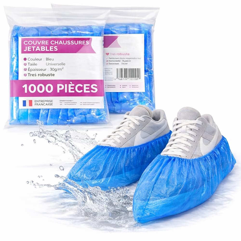 1000 Couvre-chaussures jetables résistants et imperméables - Surchaussures jetables en CPE - Nettoyage domestique - Jardinage