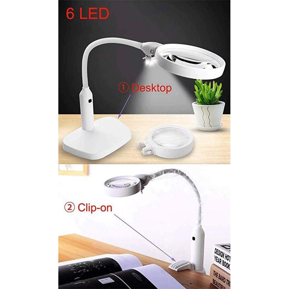 Lupa de Escritorio Recargable con luz LED, 5 aumentos, 10 aumentos, para Personas Mayores, Lectura, inspección electrónica, Reloj, reparación de teléfonos móviles, hermo