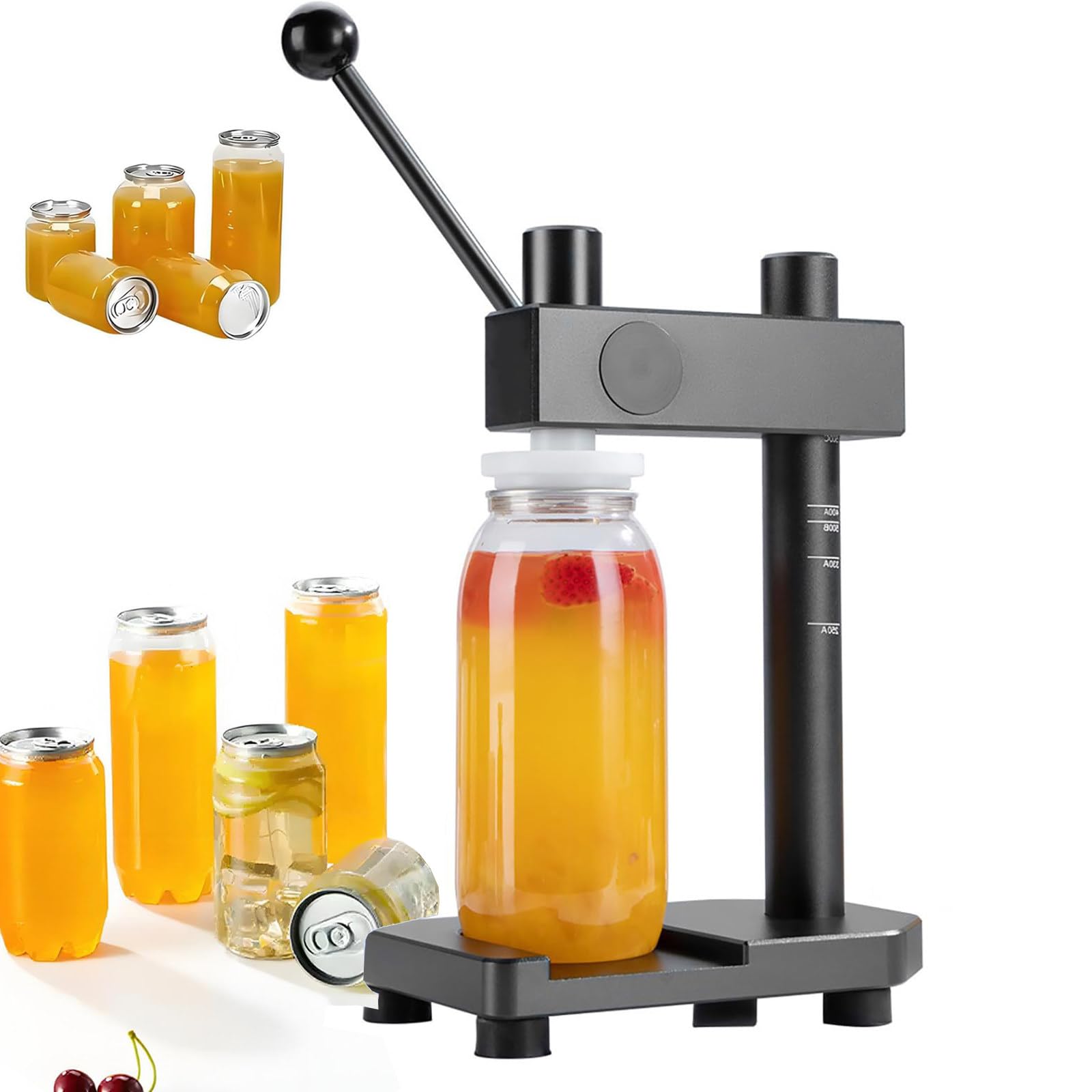 Sunbgrpye Black Manual Can Sealer, Vacuum Can Sealer, For Cans With Diameter Of 55Mm/Height Of Less Than 6.69 Inches, Fixed Base, For Beer, Fruit Juice, Coffee, Soda