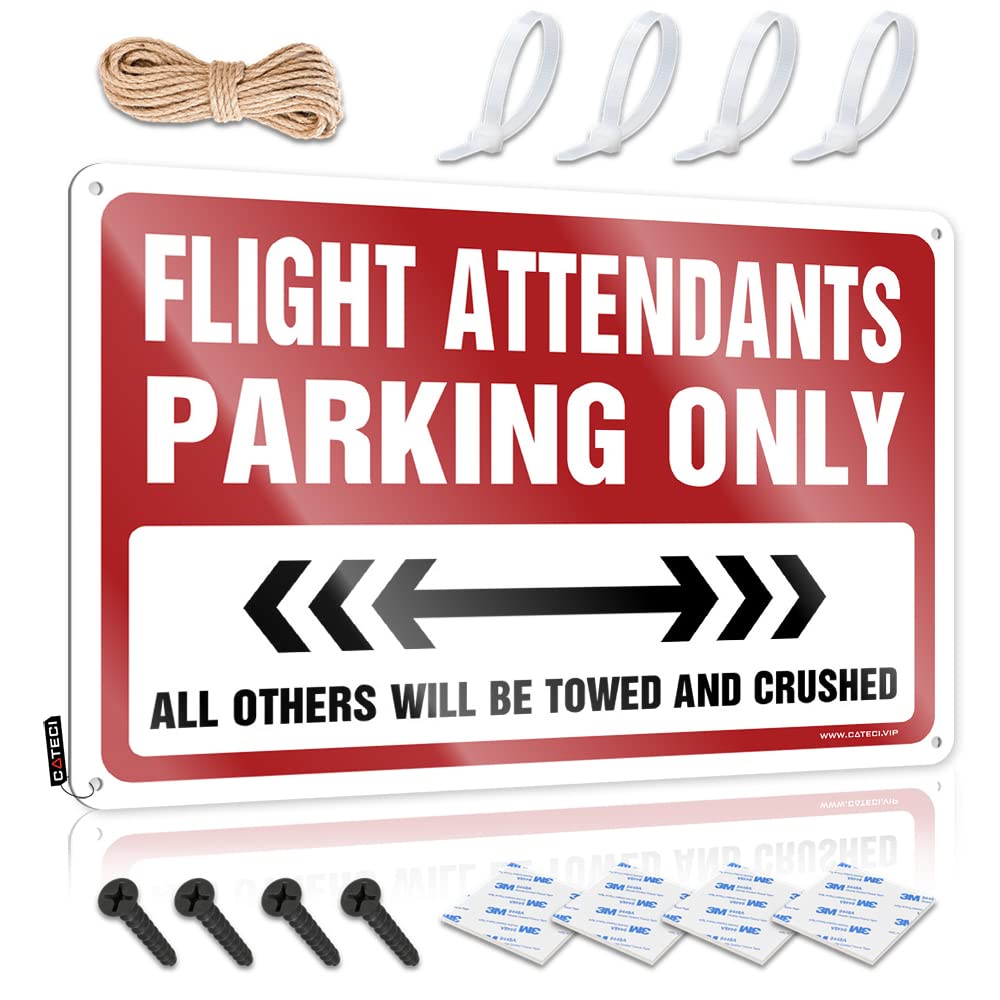 Porch Decor Nice Tin Sign - Flight Attendants Parking Only Distressed Metal Wall Art Ready To Hang For Stair(30X40CM)