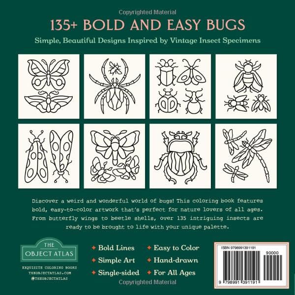 Curious Insects Coloring Book: A Weird & Wonderful World of Bugs with 50 Bold & Easy Illustrations (Beautiful Bold & Easy Coloring Books) - Image 2