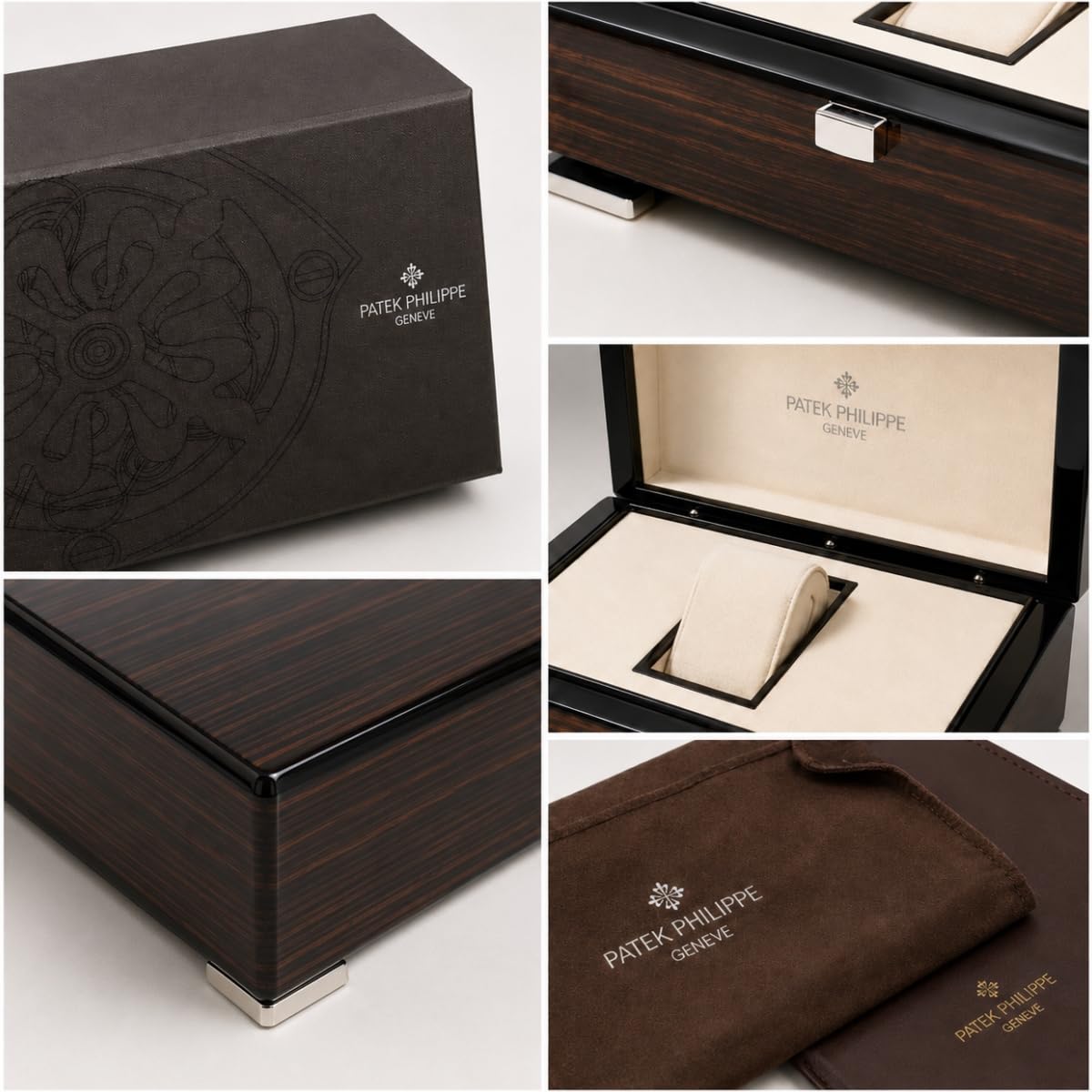 Scatola Orologio in Legno Custodia Orologio Singola con Cuscino Morbido e Fodera Morbida Superficie Testurizzata Uso Quotidiano per Patek Philippe Calatrava