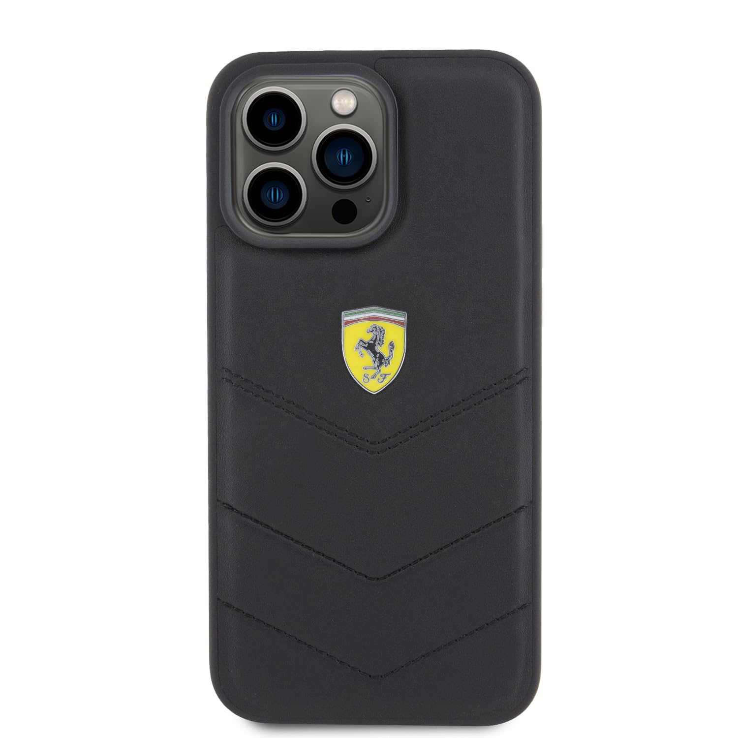 Ferrari FEHCP15XRDUK - Custodia rigida per iPhone 15 Pro Max 6.7", con logo in metallo, colore: Nero