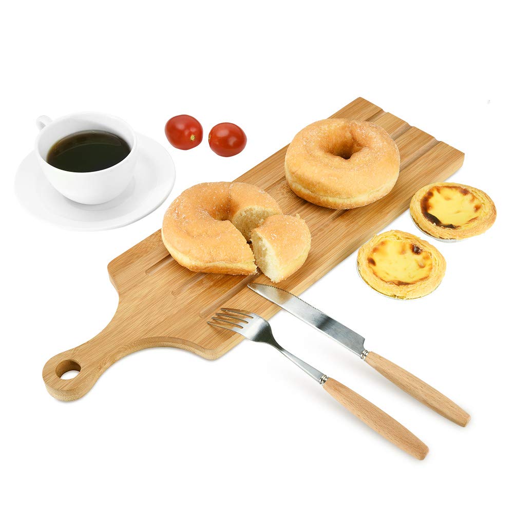 Cheese Board, Bamboo Cheese Plate, Bread Cutting Board with Handle,Chopping and Serving Paddle for Baguette Bread, Cheese and Charcuterie, Cheese Platter