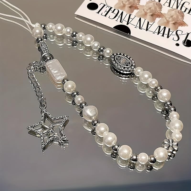 Image of Beaded Camera Wrist Strap Cute Digital Camera Charm Lanyard, Phone Wristlet Charms, Phone Chain for Camera