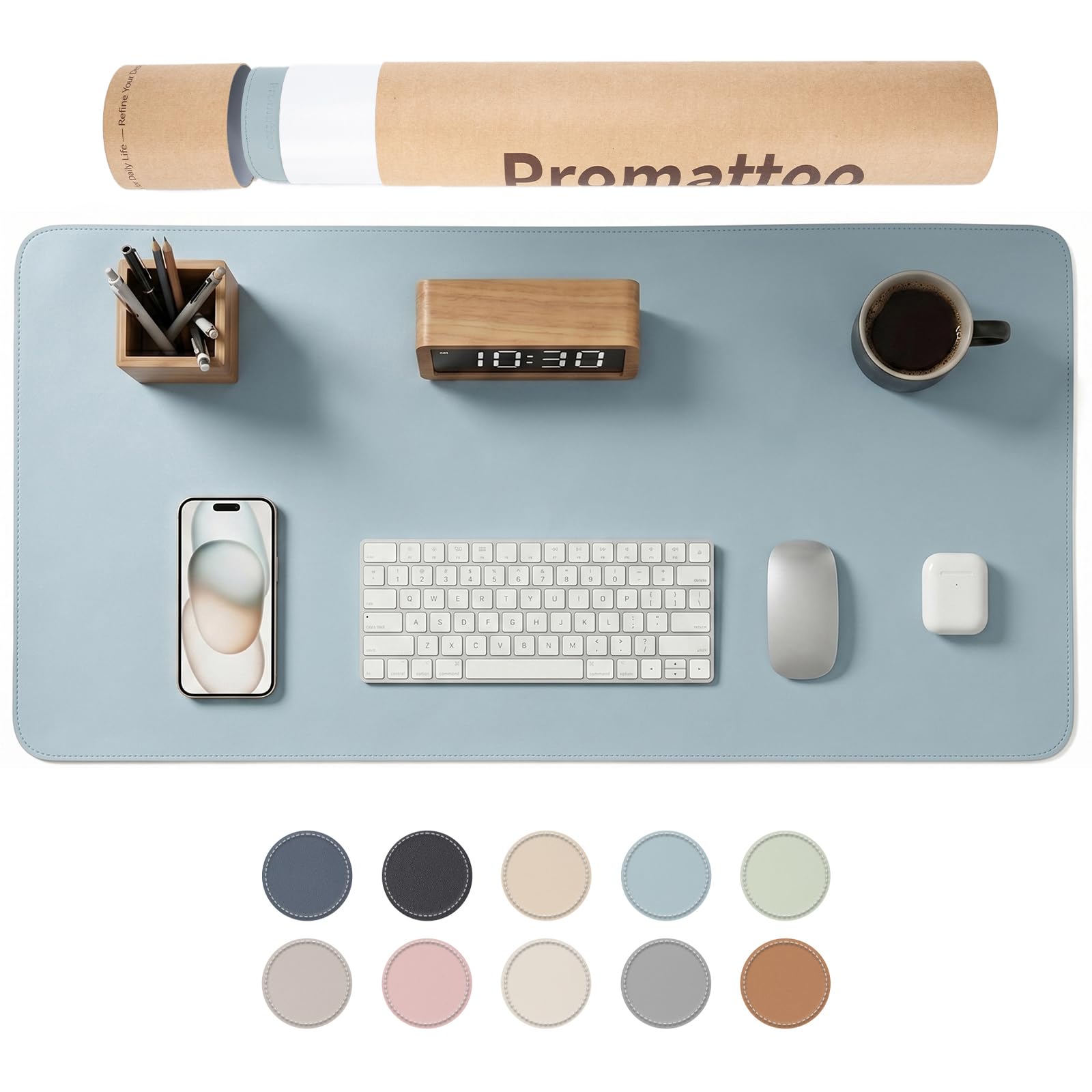 PROMATTOO XXL Schreibtischunterlage aus veganem Leder – Rutschfest, geruchsfrei & wasserabweisend – Edle Laptop-Matte mit Geschenkverpackung für Büro, Homeoffice & mehr – Keine störenden Kanten!