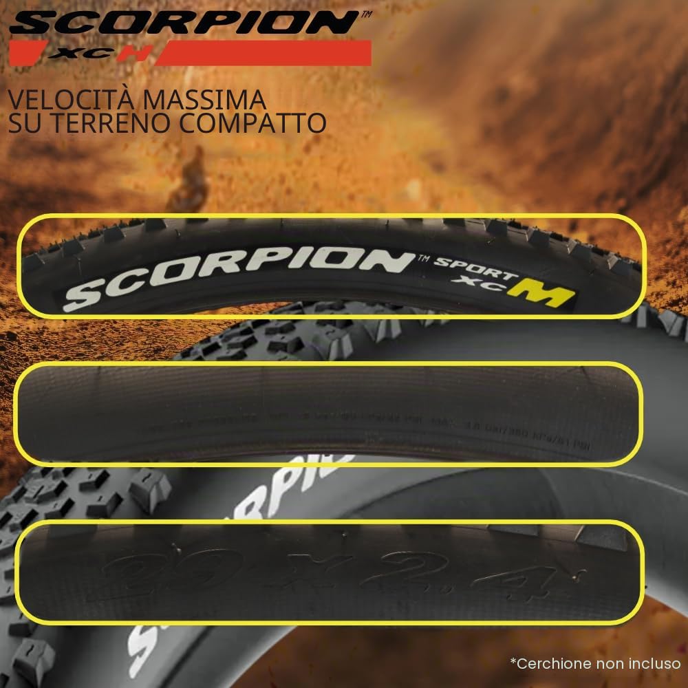Pirelli Scorpion Sport XC M, Pneumatici per Bicicletta Unisex Adulto, Nero, 29x2.4