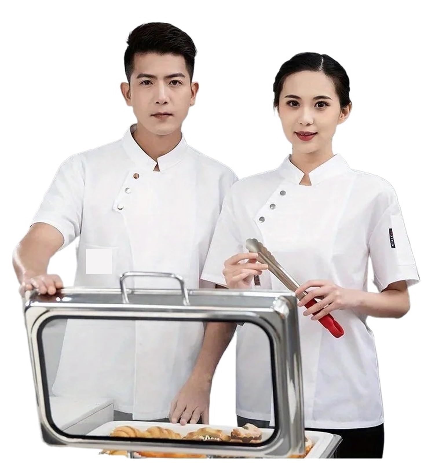 Chaquetilla Chef Uniforme de Chef for Restaurante, cafetería, Cocina, Malla Transpirable, for Hombre y Mujer