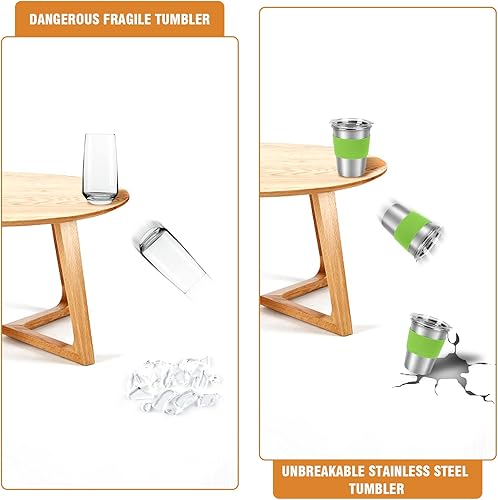 Miniatura 4 de Ymmy Sam - Vasos de acero inoxidable con tapas, a prueba de derrames, aptos para lavavajillas, vasos de metal irrompibles para niños pequeños con