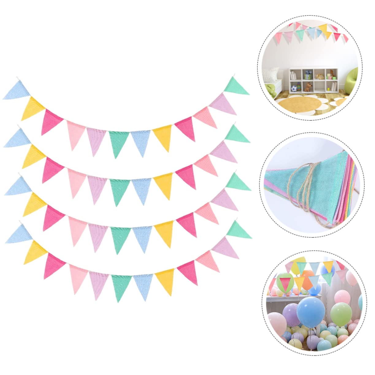 Ciieeo 3 Series Banderines Triangulares De Imitación Para Fiestas Guirnalda Decorativa Para Bodas Cumpleaños Y Celebraciones 4 Piezas X 3