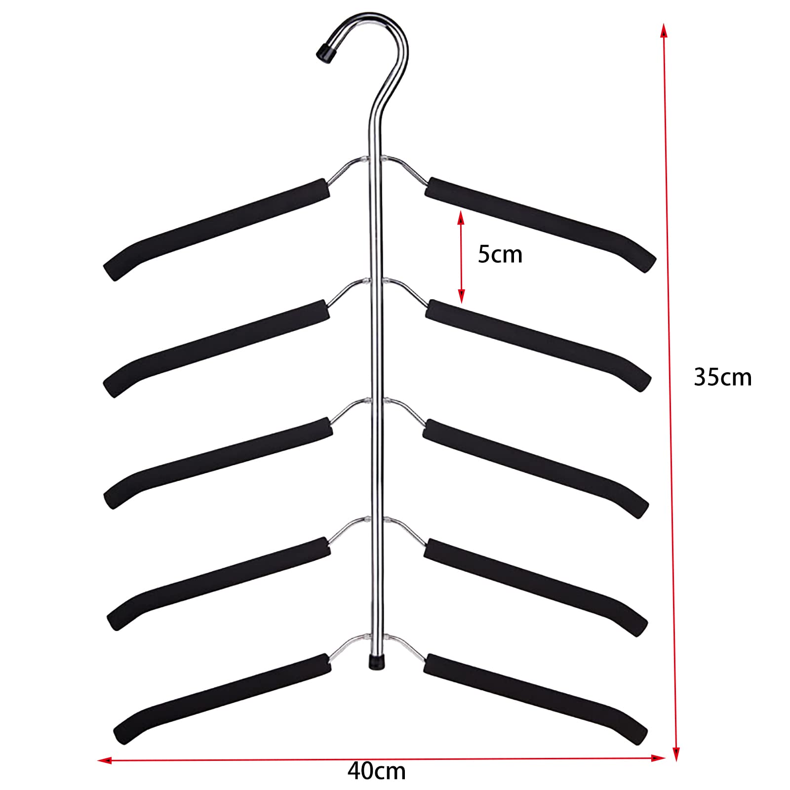 3 Pack 5 in 1 Space Saving Clothes Hangers Chrome and Foam Blouse Tree