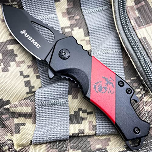 Usmc Military Marines Tactical Spring Assisted Open Pocket Knife Bottle Opener #TOP1