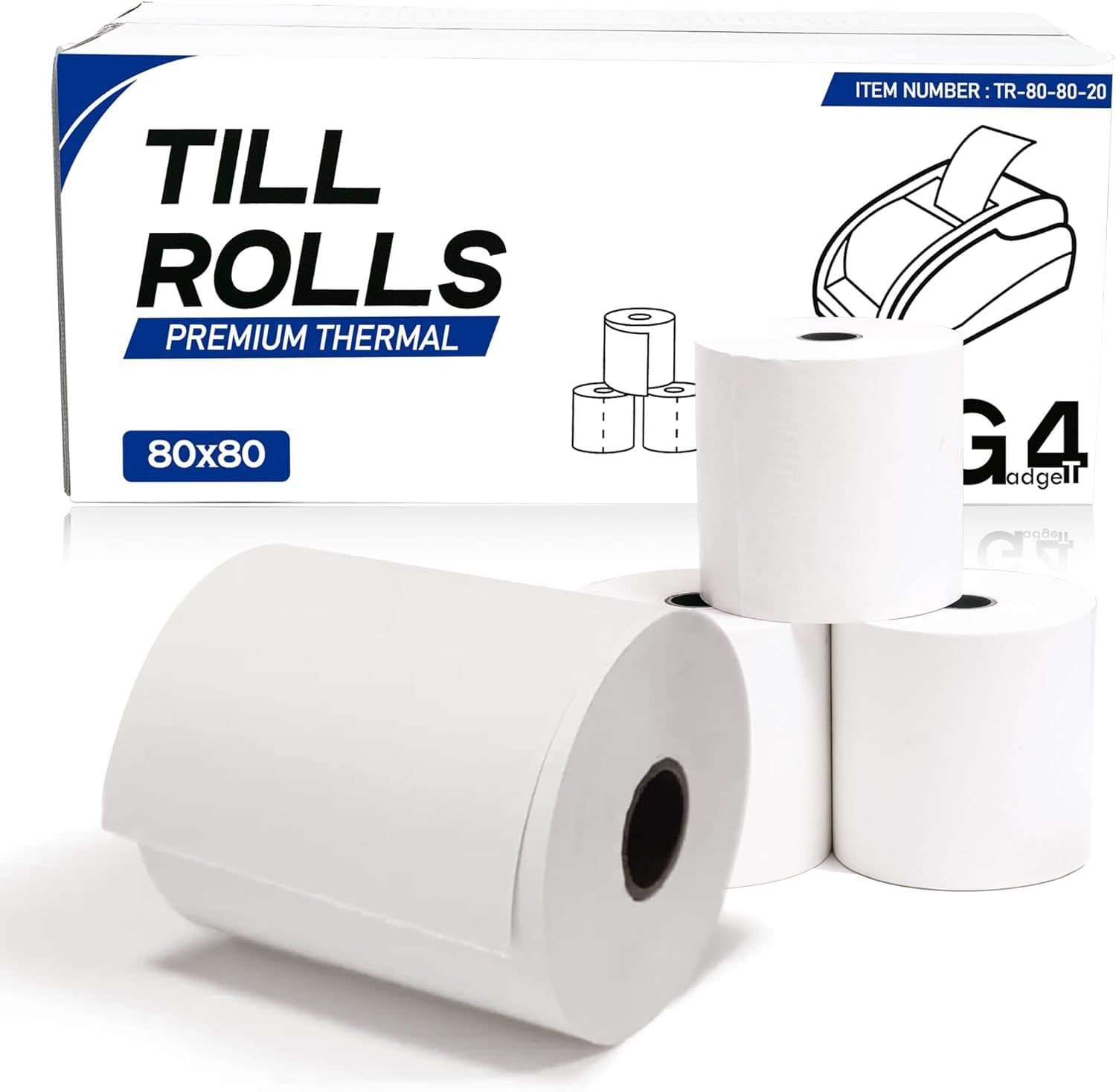 G4GADGET 40 Pack Thermal Paper Till Rolls 80 x 80 mm – Premium BPA Free Receipt Paper for EPOS Printers, POS Terminals, Cash Registers & Credit Card Machines