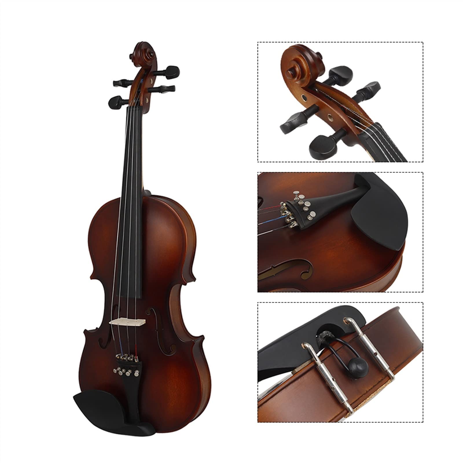 4/4 Skrzypce Basswood Body Head Hebanowa Podstrunnica Peg Chin Rest Tailpiece Skrzypce Dla Początkujących Z Etui Początkujące Skrzypce
