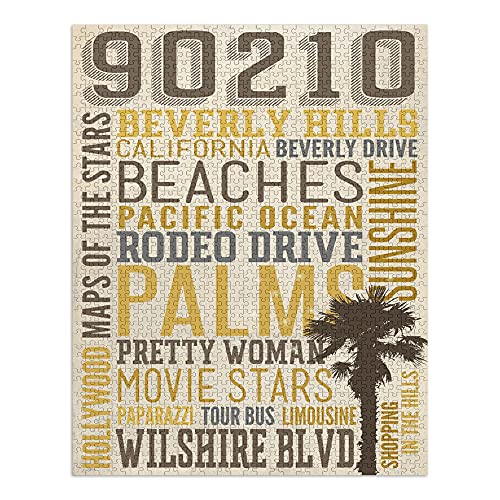 90210, California, Typography (1000 Piece Premium Puzzle, Made in USA)