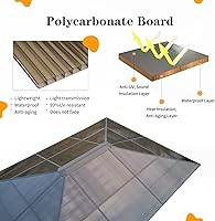 Vista 4 de YOLENY Cenador de techo rígido de 10'x12', toldo de techo de policarbonato para exteriores, marco de aluminio, pabellón permanente con cortinas