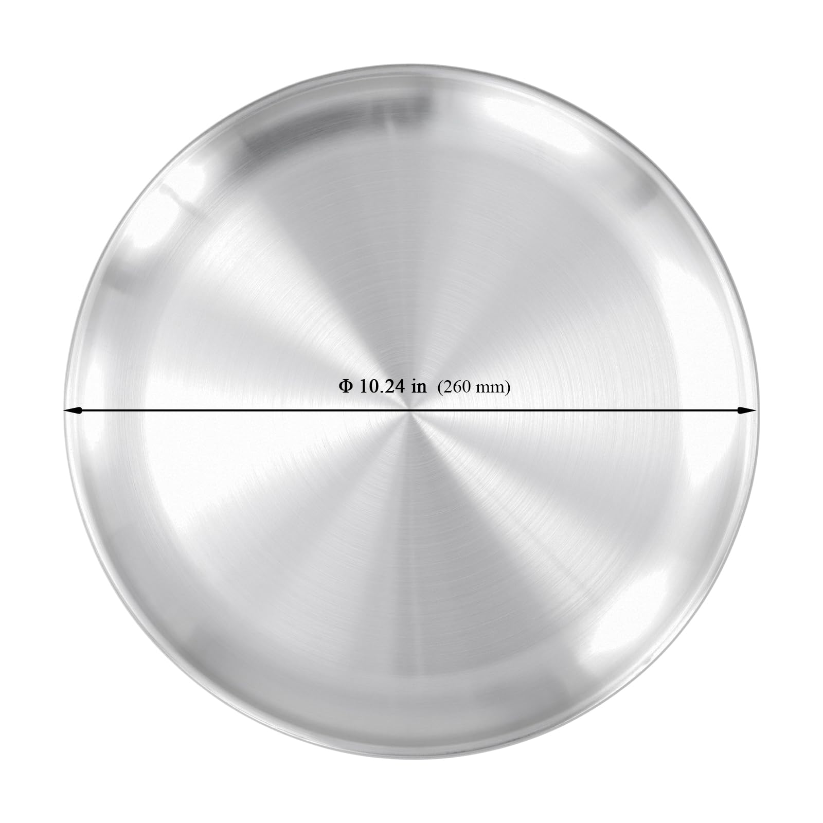 MUKSEUT Lot de 12 assiettes rondes en acier inoxydable de 26 cm pour fêtes, buffets, divertissements, steak et barbecue