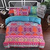 Bohemian Duvet Cover Queen Size, 3 Pieces Soft Lightweight Microfiber Duvet Cover Set, Colorful Ethn