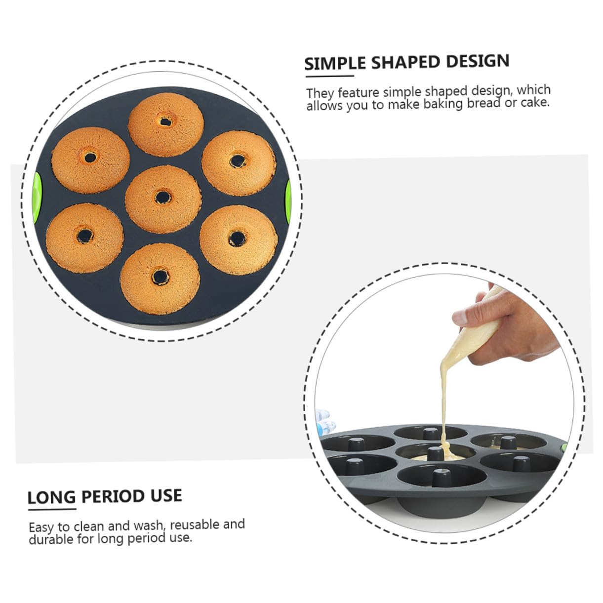 Homoyoyo Set de 5 Moldes de Silicona para Hornear Bizcochos, Resistentes al Calor y Flexibles, Ideales para Repostería en Cocina