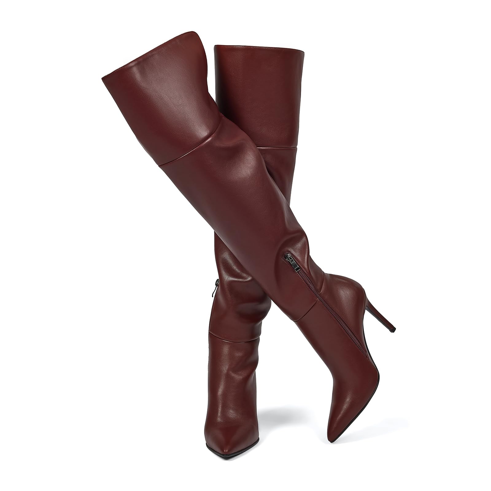 wetkiss Womens Thigh High Boots Stiletto High Heel Over the Knee Fashion Dress Long Boots with Sexy Ponited