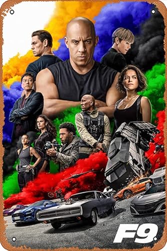 F9 (Fast & Furious 9) Movie Poster Vintage Metal Sign Poster Sign Garage Bar Wall Decor 8 × 12 inches