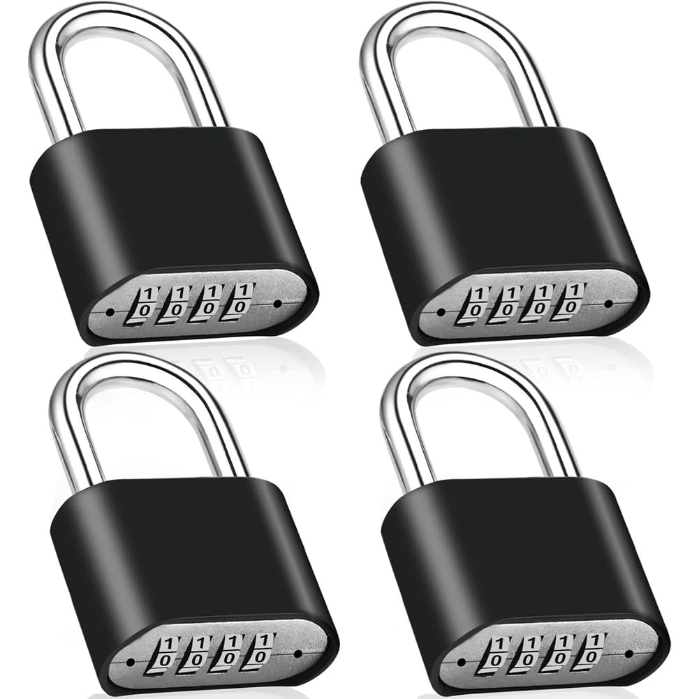 Outdoor Waterproof Combination Padlock, 4pcs 4-Digit Heavy Duty Combo Lock for Fence Gate Locks