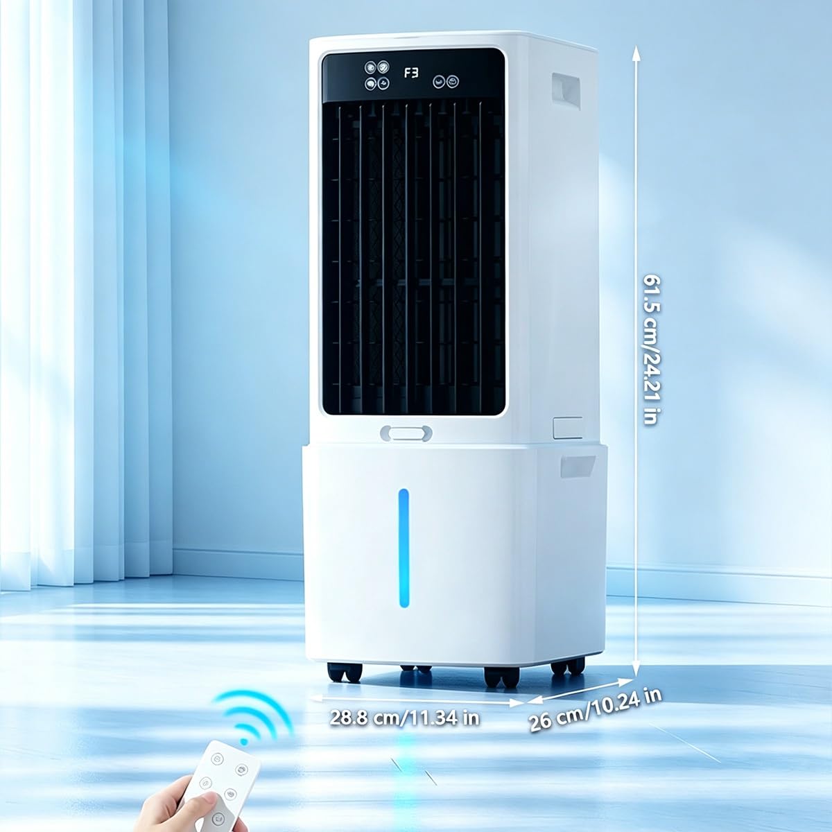 Climatizzatore portatile 3 in 1, unità di climatizzazione | Con telecomando, timer 12 ore e 2 impacchi di ghiaccio for casa e garage(61.5cm/12L)
