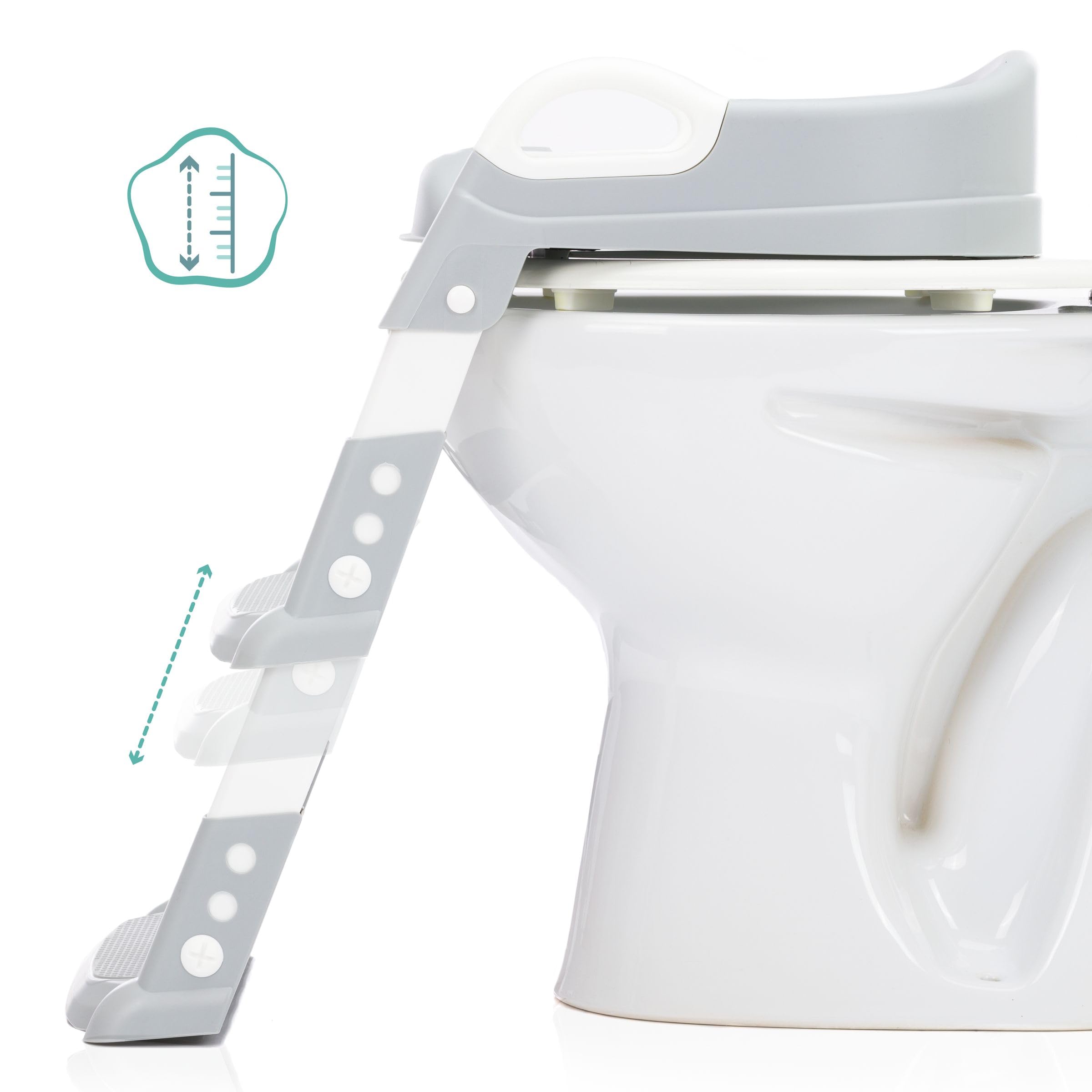 Fillikid Toilettentrainer Exklusiv | Toilettensitz mit Treppe für Kinder ab 24 Monaten | Höhenverstellbar, rutschfest & klappbar | Mit Haltegriffen & weichem Sitzpolster | Toilettentrainer | Höhenverstellbar, Rutschfest & Klappbar, Mit Haltegriffen, Weich